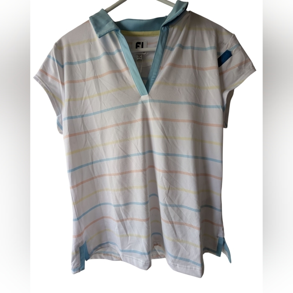 FJ Womans Striped White and Blue Shirt